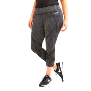 (M) Avia Estilo Capri Activewear Heathered Grey/Black Leggings W13.5"×L31"